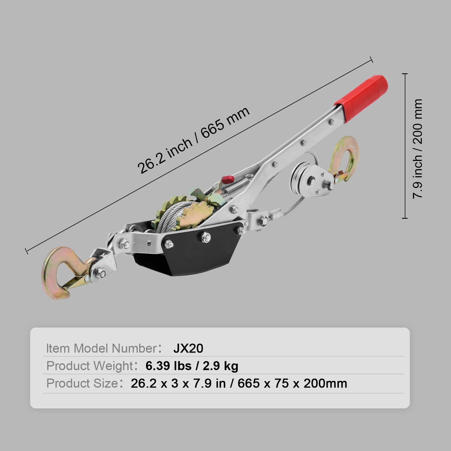 2T/5T Come Along Winch Ratchet Power Puller Tool with 11.5ft Steel Cable Automotive Hoist Cable Puller for Vehicle Rescue