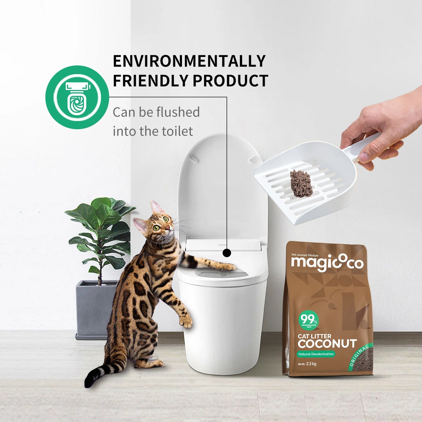 Cat Litter Low Tracking & Flushable 99% Odor Elimination 8X Water Absorption & 98% Solid Clumping
