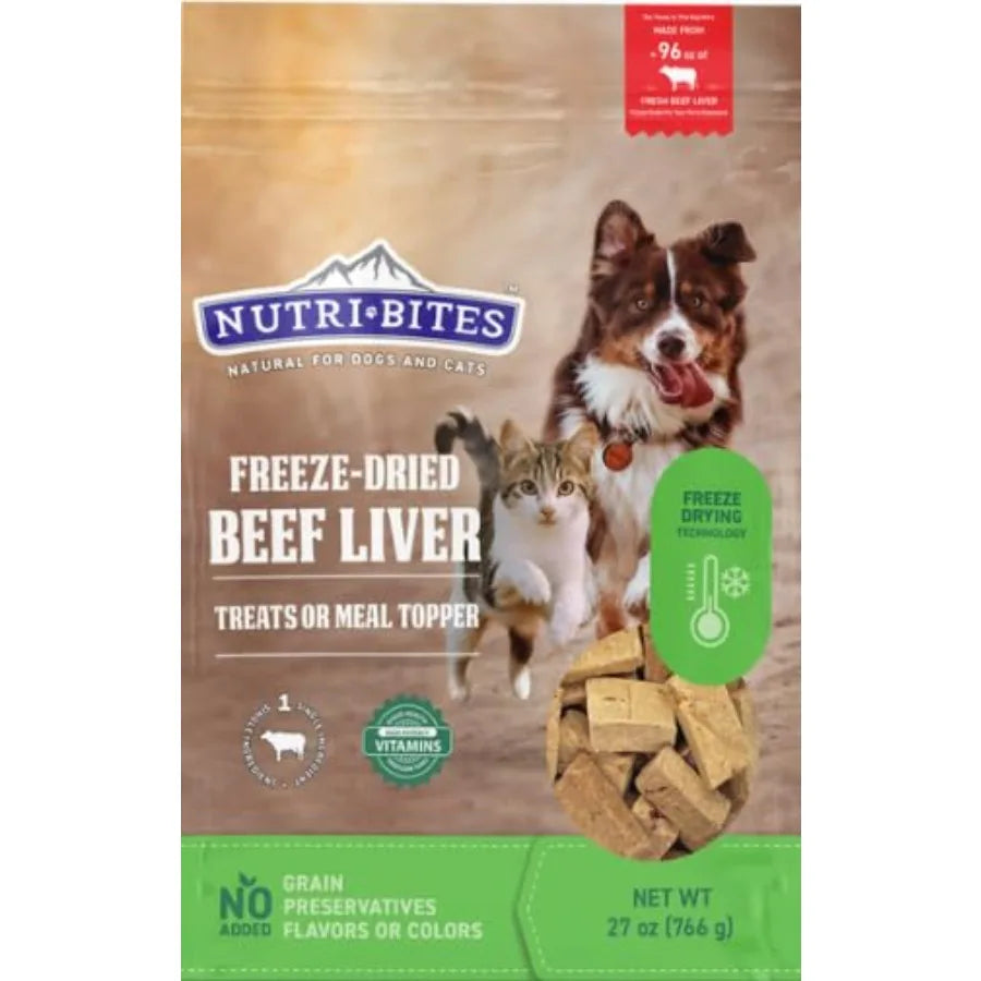 Freeze-Dried Beef Liver Dog and Cat Treats Healthy Pet Training Treats or Food Topper All Natural, Single Ingredient, High Protein