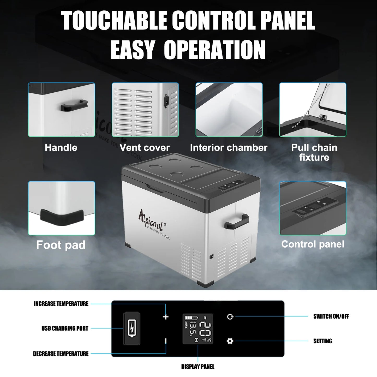 C40 Portable Car Freezer, 12 Volt Refrigerator, 38 Quart(35.7 Liter) Fast Cooling 12V Car Fridge, Car Cooler for RV