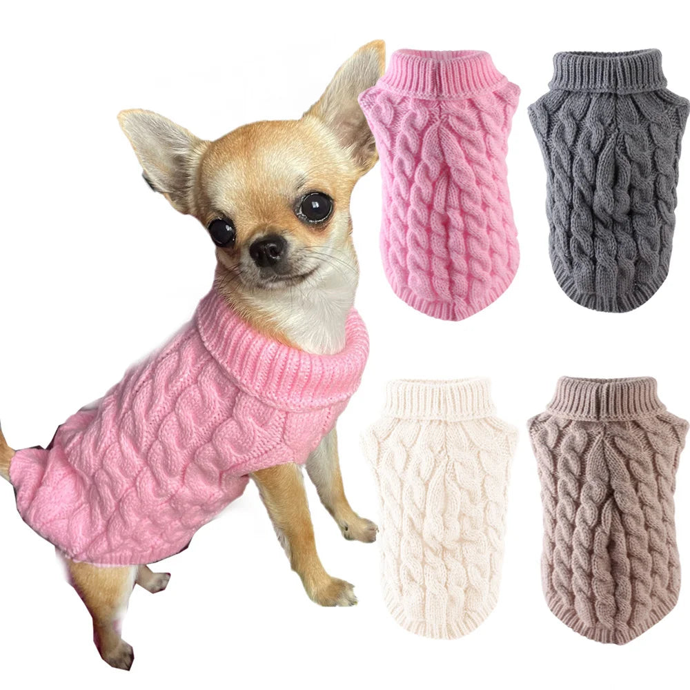 Classic Solid Chihuahua Puppy Dog Sweater for Small Dogs Winter Warm Pet Clothes Yorkshire Schnauzer Pullovers