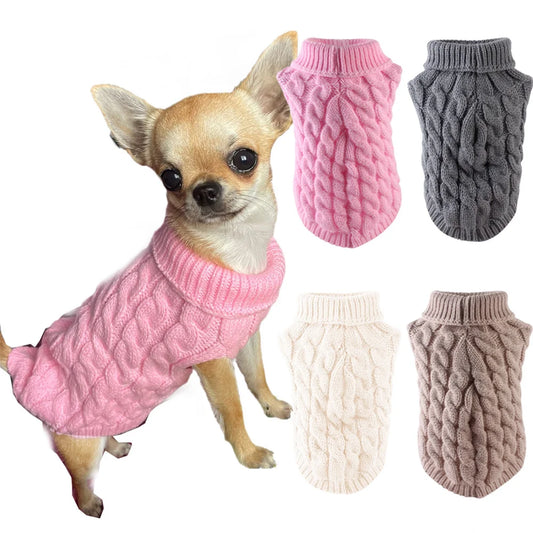 Classic Solid Chihuahua Puppy Dog Sweater for Small Dogs Winter Warm Pet Clothes Yorkshire Schnauzer Pullovers