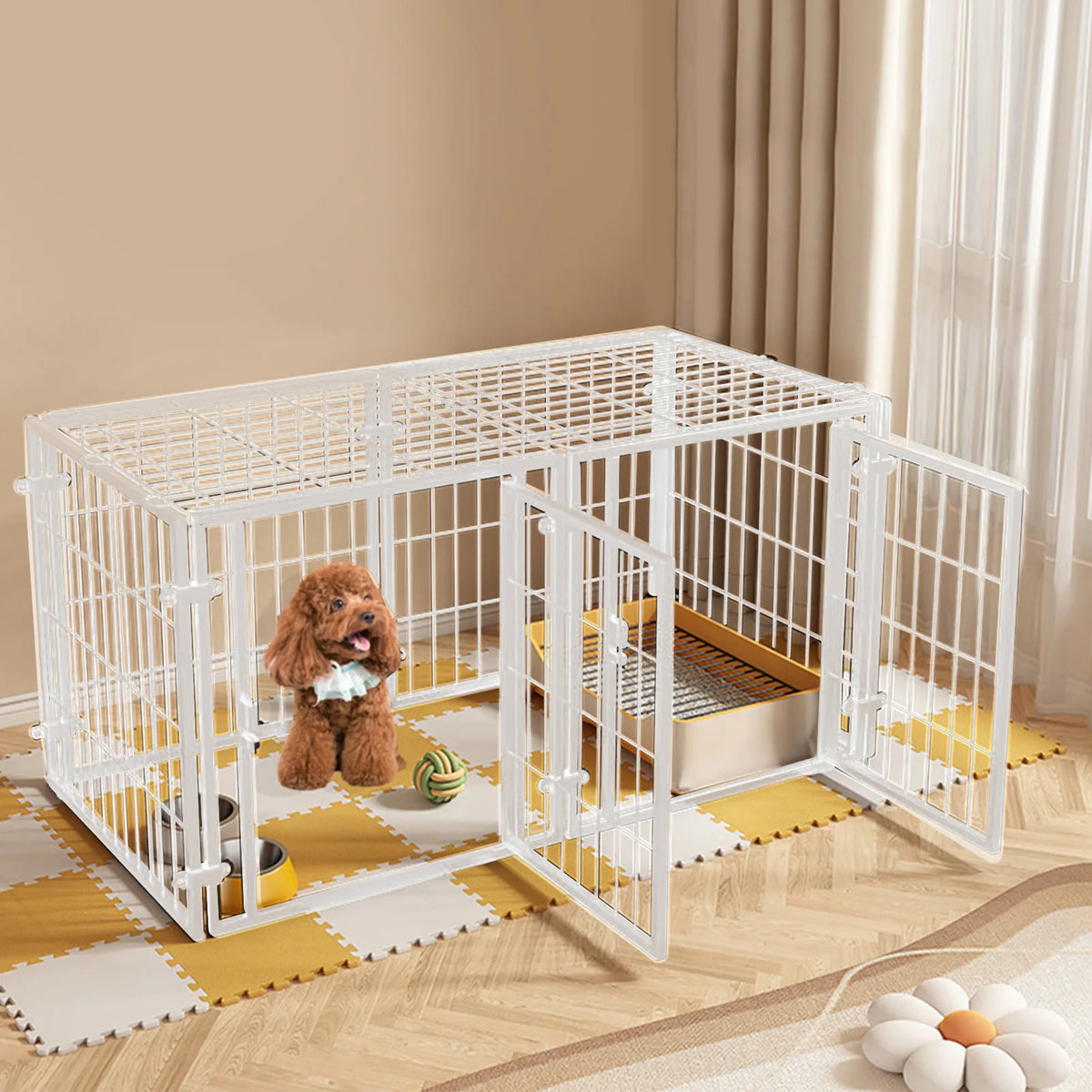 48 Inch Kennel Cage Easy Assemble Heavy Duty Wire Dog Crates with Door Dogs Cage Kennel Stackable for Puppy/Small Dog/Rabbit/Pig