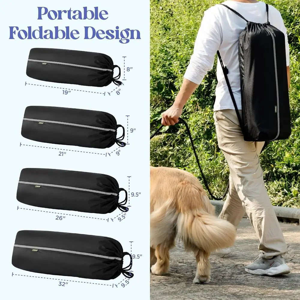 Portable 42 Soft-Sided Dog Crate for XL Dogs - Outdoor & Indoor Travel Kennel with 4 Doors and Mesh Windows, Black