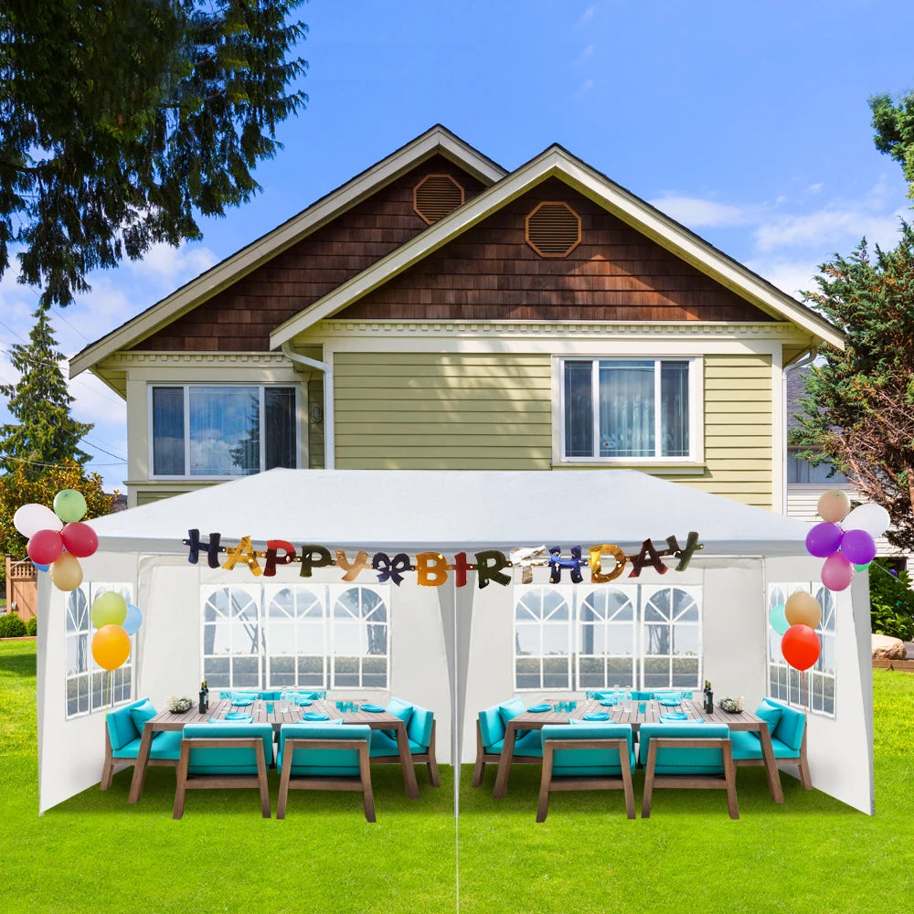 10' X 20' Outdoor Party Tent with 4 Removable Sidewalls, Waterproof Canopy Patio Wedding Gazebo, White