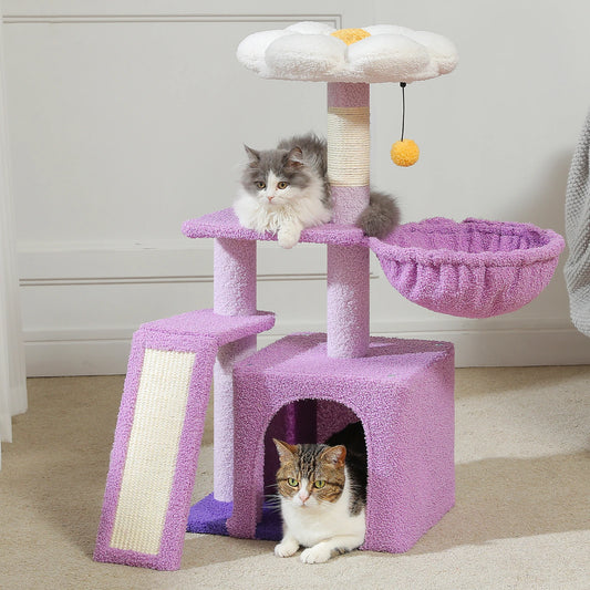 Small Cat Tree Cat Tower with Natural Sisal Scratching Post, Spacious Top Perch, Private Cat Condo Perfect for Indoor Cats,Cat Toy