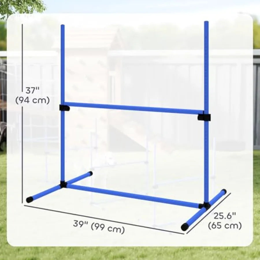 4 Piece Dog Agility Training Equipment for Dog Agility Course with Adjustable Height Jump Bars, Included Carry Bag