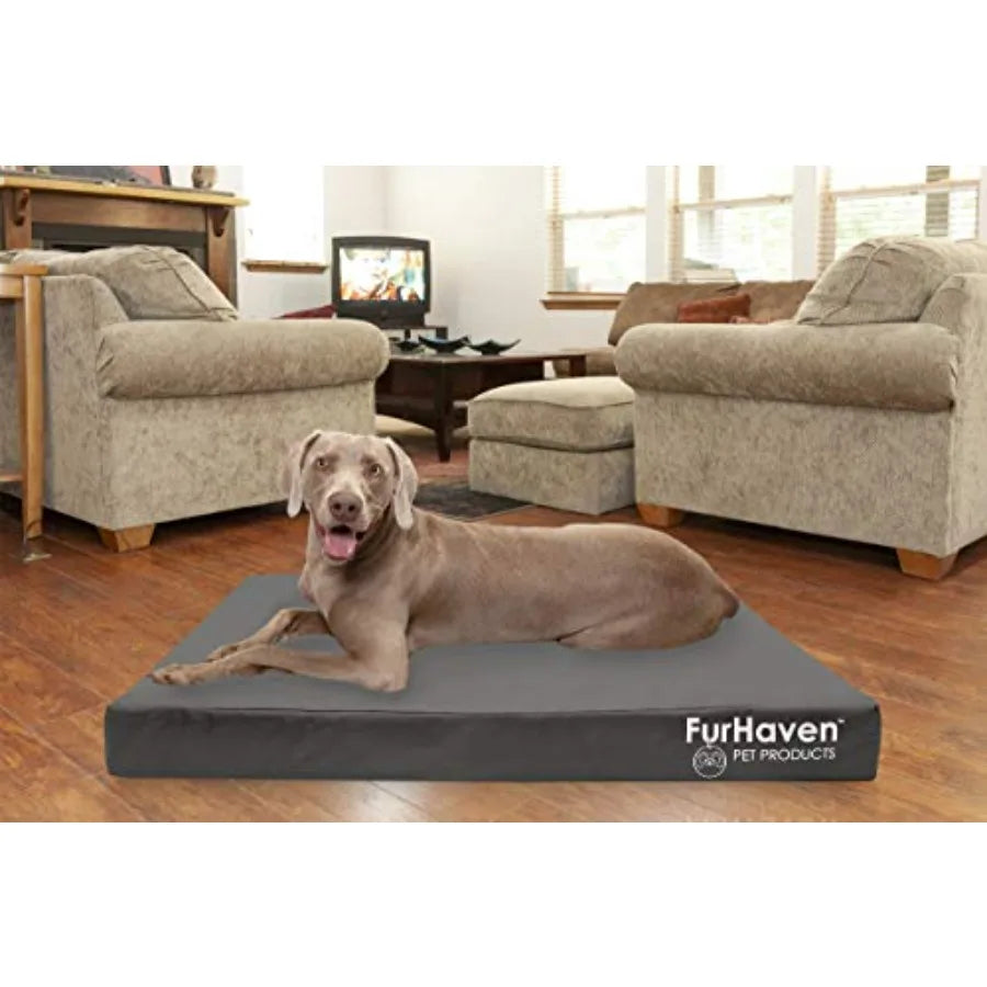 Water-Resistant Cooling Gel Dog Bed for Large Dogs w/ Removable Washable Cover For Dogs Up to 125 lbs - Indoor/Outdoor