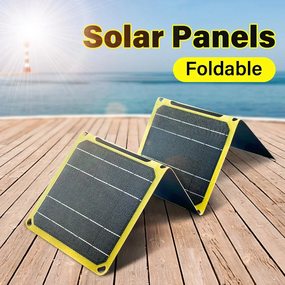 30W/40W 5V Portable Solar Panel Battery Phone Charger Foldable Mobile Power Bank Charger for Cell Phone Power Banks Flashlight