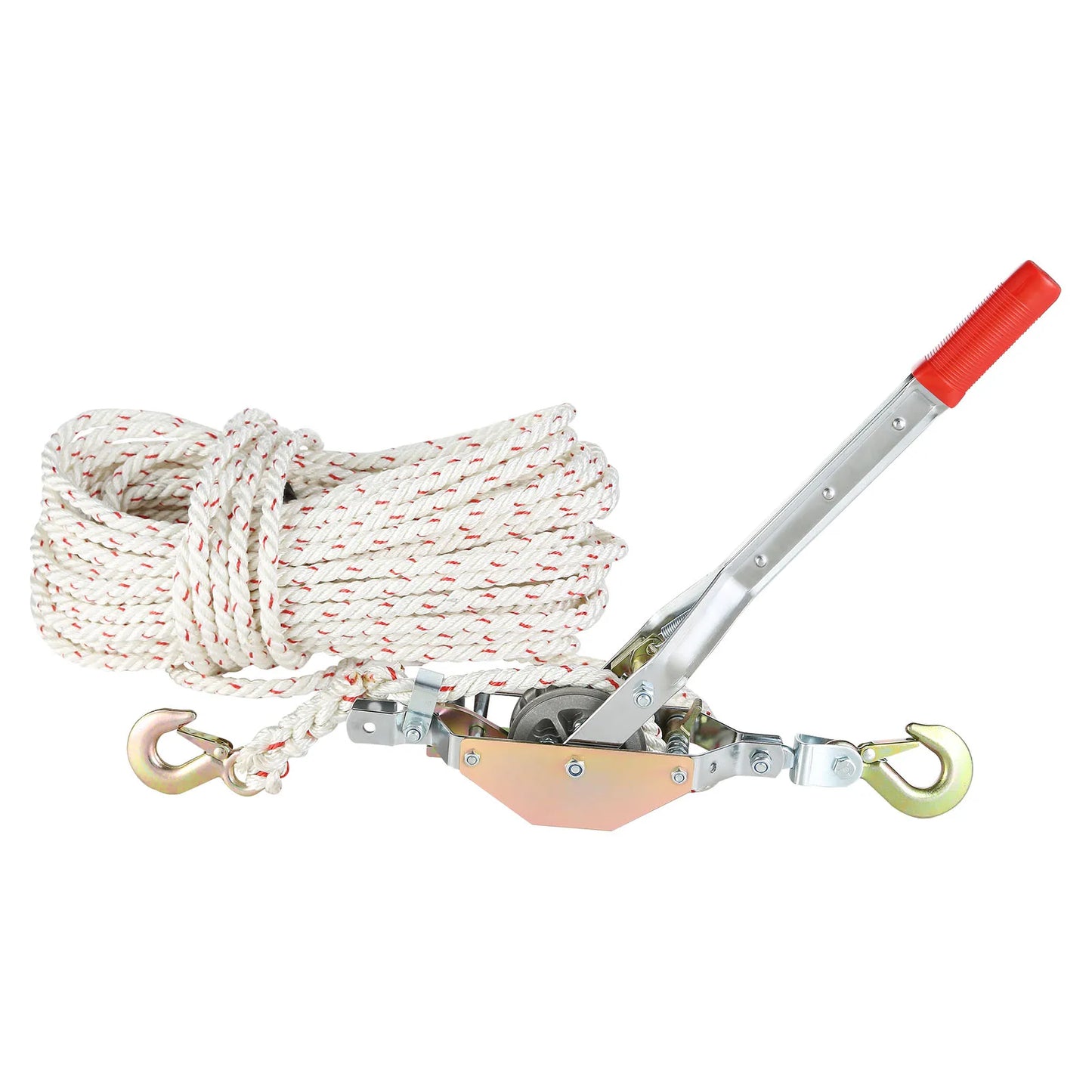 Rope Puller 3/4 T 1653lbs Pulling Capacity with 100' 0.6" Diameter Rope 2 Hook Come Along Winch Heavy Duty Puller Tool