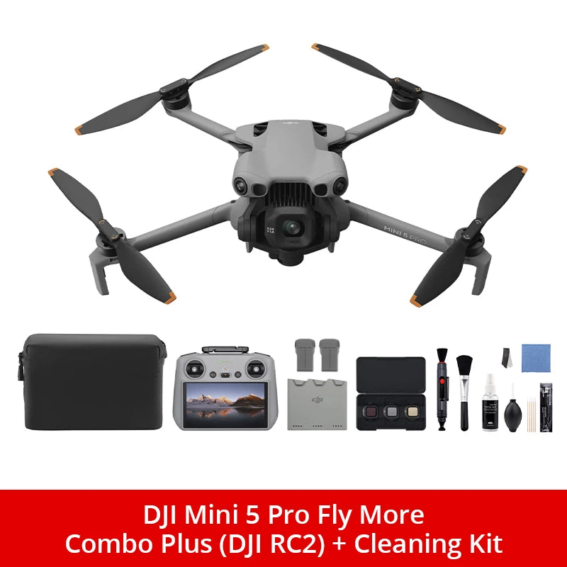 Mini 5 Pro Fly More Combo Plus FPV Drone With Camera Strobe Light & Charger & Cleaning Kit Mini Drones 4k Professional Omnidirectional Obstacle Sensing ActiveTrack