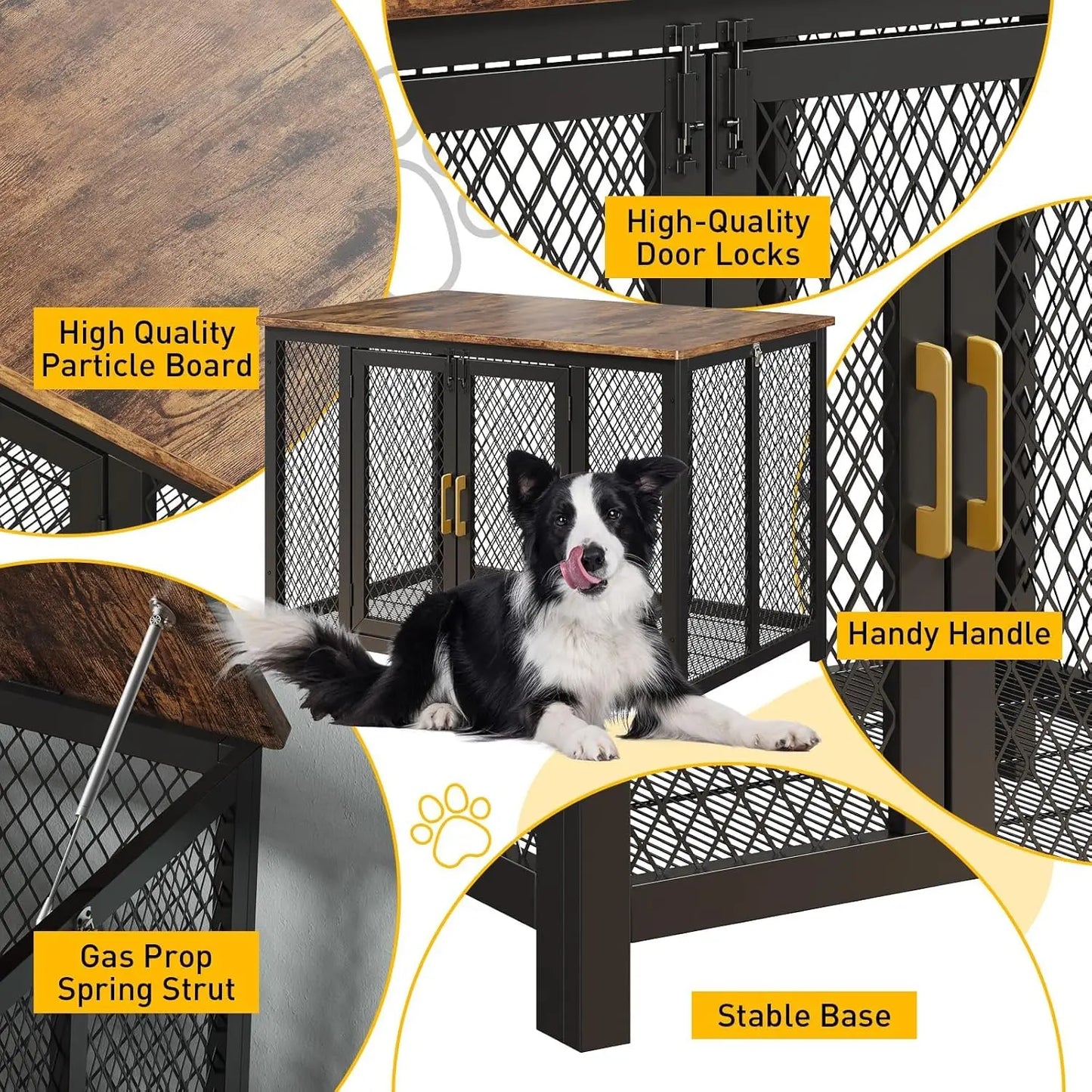 48 Inch Large Dog Crate Furniture with Top Access Door, Heavy Duty Wooden Pet Cage for Medium to Large Dogs Up to 110 Lbs