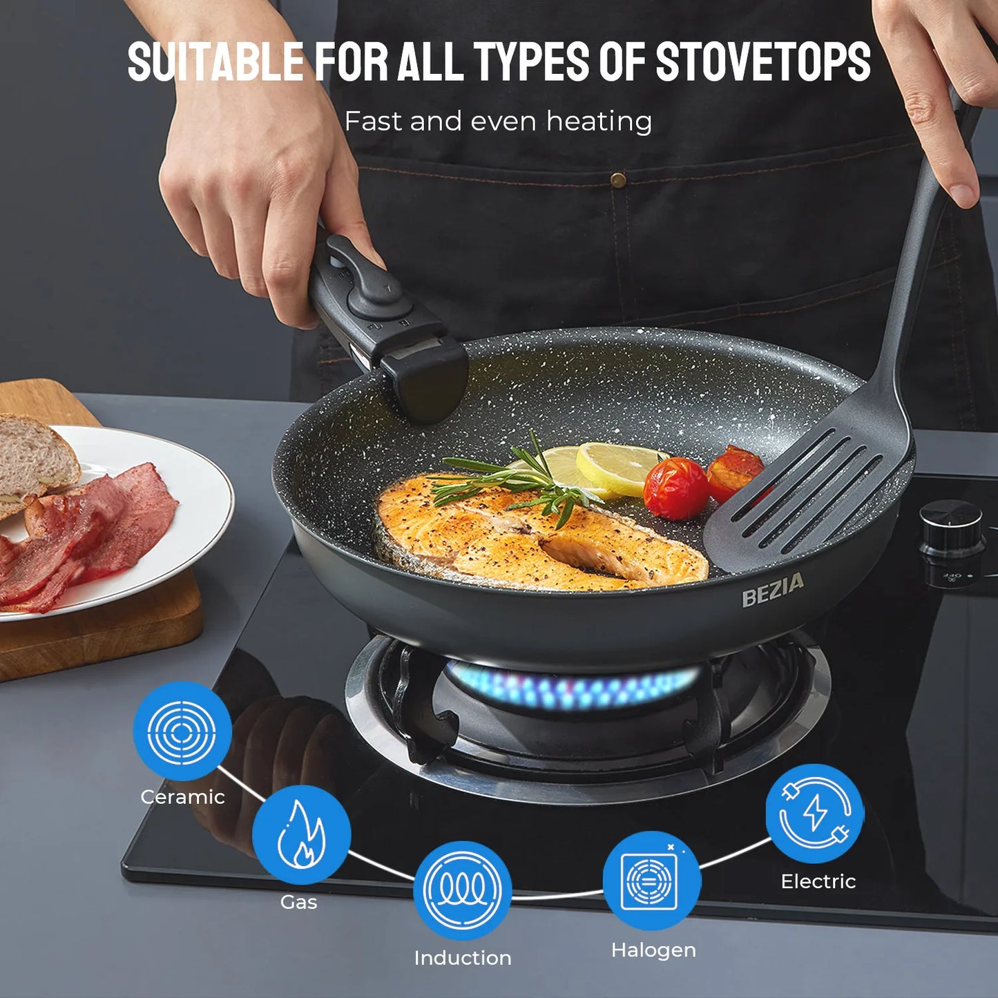 Induction Cookware Set 10 Pieces, Nonstick Pots and Pans Set with Removable Handles, for All Hobs, Stackable Design, Dishwasher-Safe