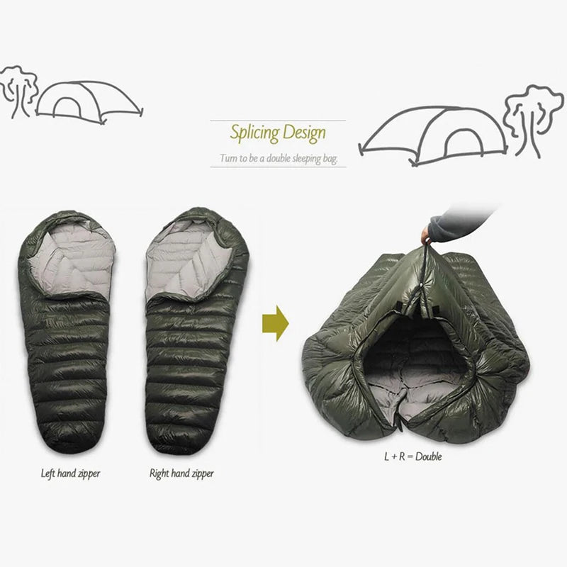 Cold Temperature Winter Sleeping Bag Down Sleeping Bag Winter Camping Equipment