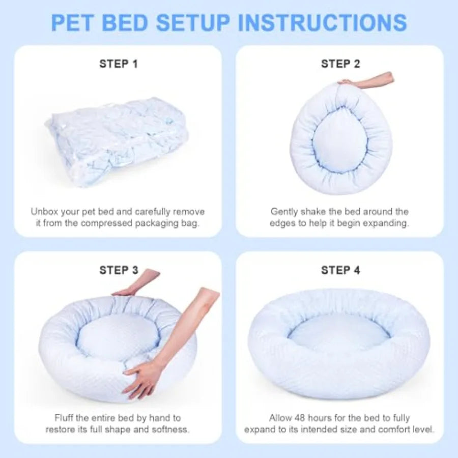 Donut Dog Bed for and Dogs - Cooling Pet Bed with Non-Slip Bottom Summer Comfort Dog Beds for Puppies Washable and Portable Egg