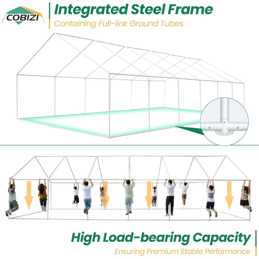 20' x 40' Party Tent Heavy Duty, Galvanized Wedding Tent, Event Shelter for Parties, Outdoor with Removable Sidewall & Built-In Sandbag