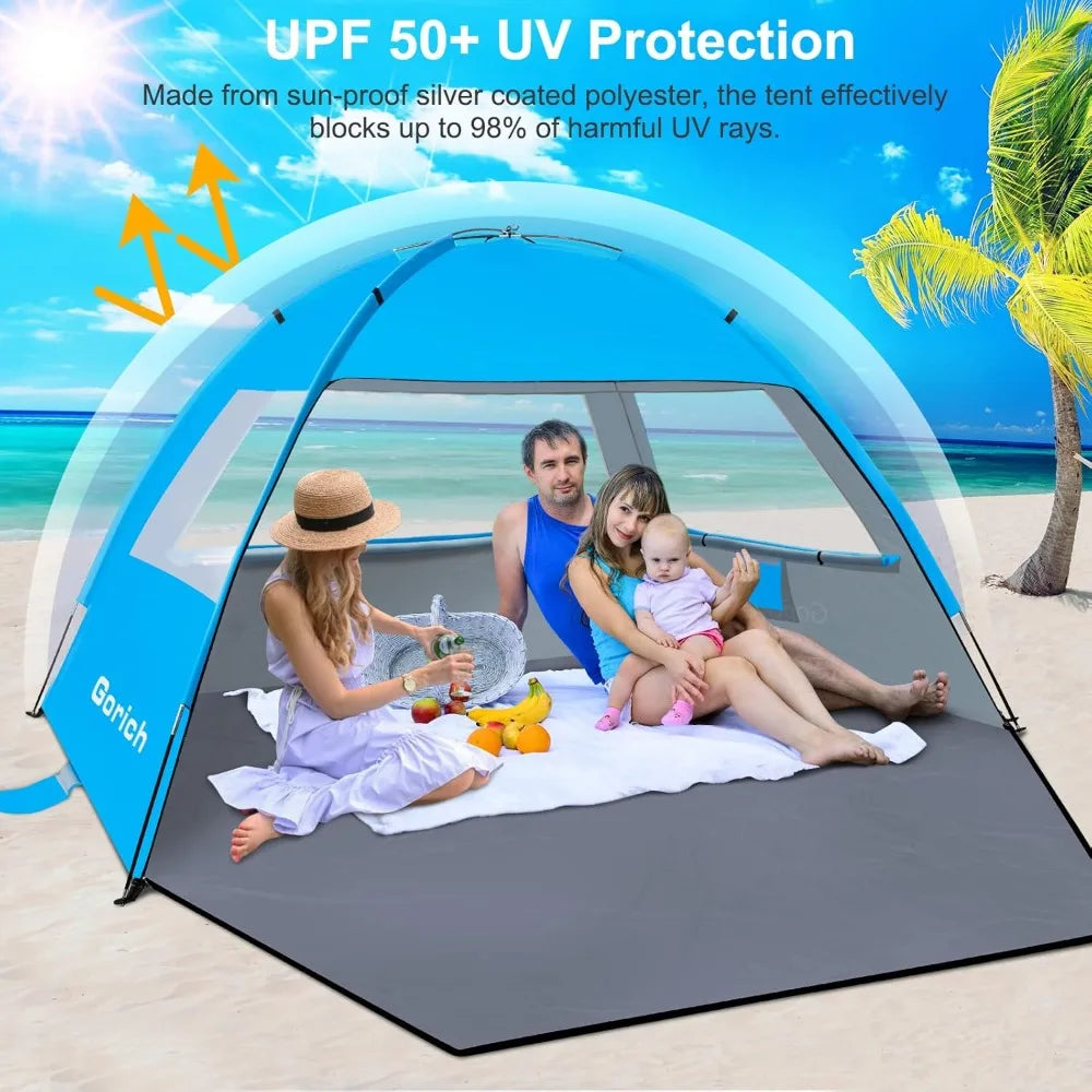 Beach Tent Sun Shelter for 4-10 Person, UPF 50+ UV Protection, Lightweight & Easy Setup, Portable Shade Canopy
