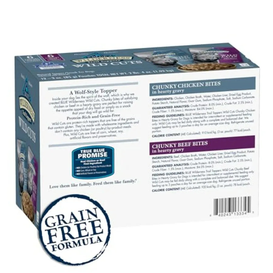 Trail Toppers Wild Cuts Wet Dog Food Variety Pack, High-Protein and Grain-Free, Made with Natural Ingredients, and F