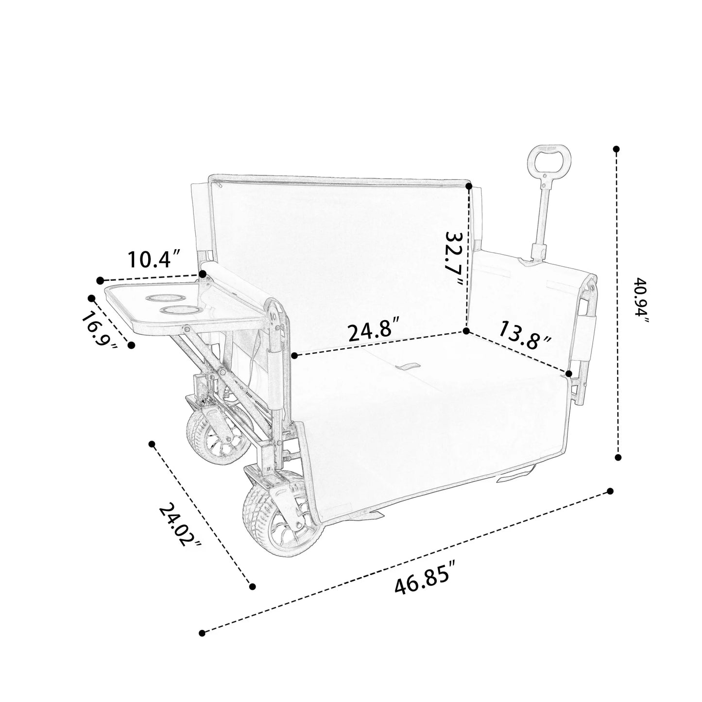 3-in-1 Convertible Folding Wagon Cart with Bench Seat & Rear-Mounted Folding Tabletop, 500 lb Capacity for Camping, Beach