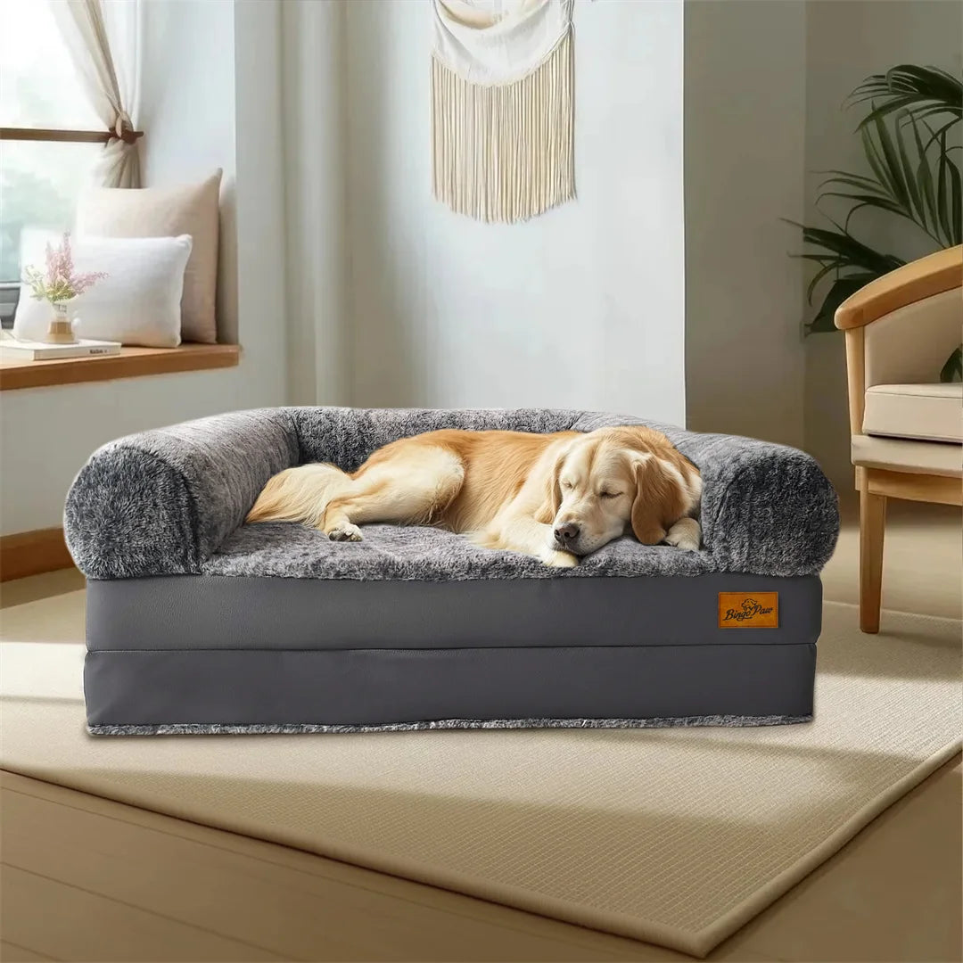 180cm Long Human-Size Giant Dog Bed Calming Pet Dog Bed Plush Cover Orthopedic Sponge Base with Foldable Design for Winter, Keep Warm