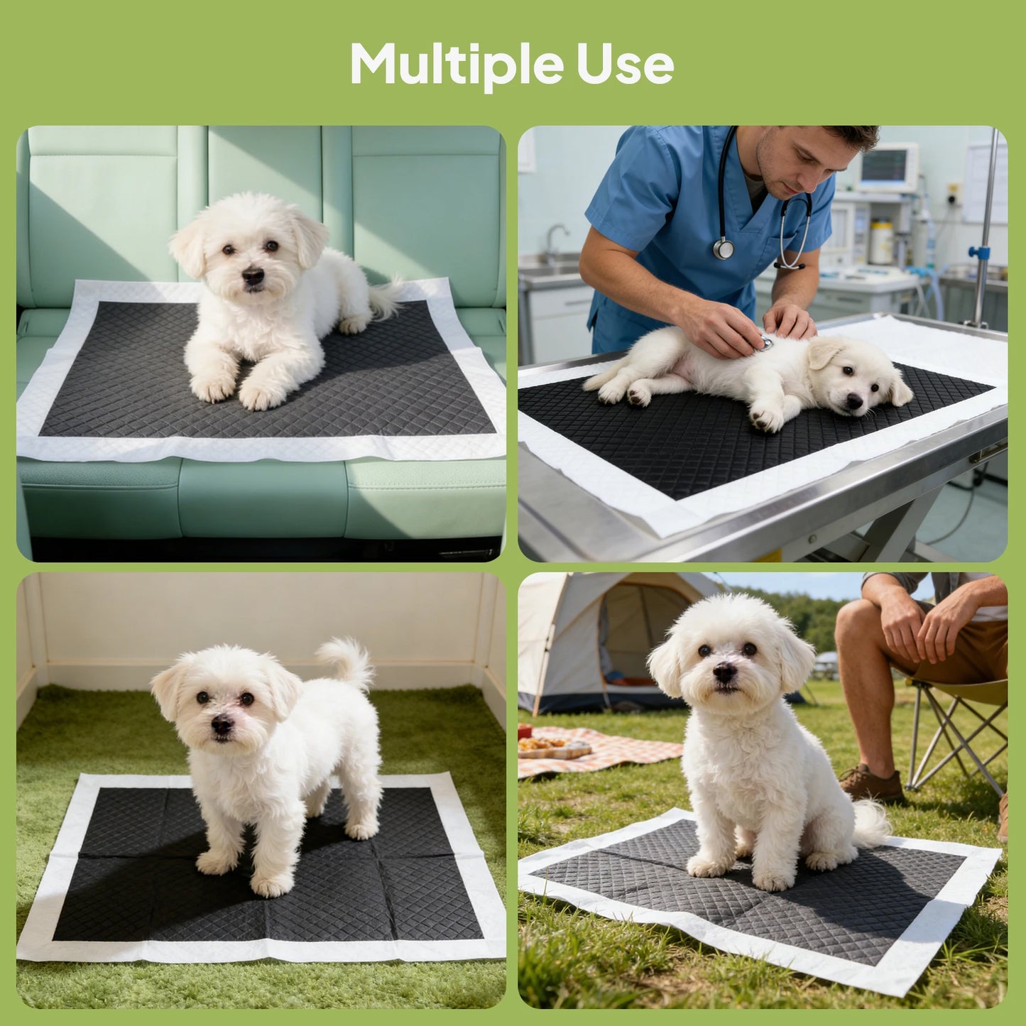 50pcs Activated Bamboo Charcoal Disposable Pet Underpads, Super Absorbent Odor Control Puppy Training Pads, Leakproof Anti-Slip Dog Pee Mats for Small Medium Large Dogs，Ultra Absorbent Waterproof Anti-Slip Puppy Potty Train