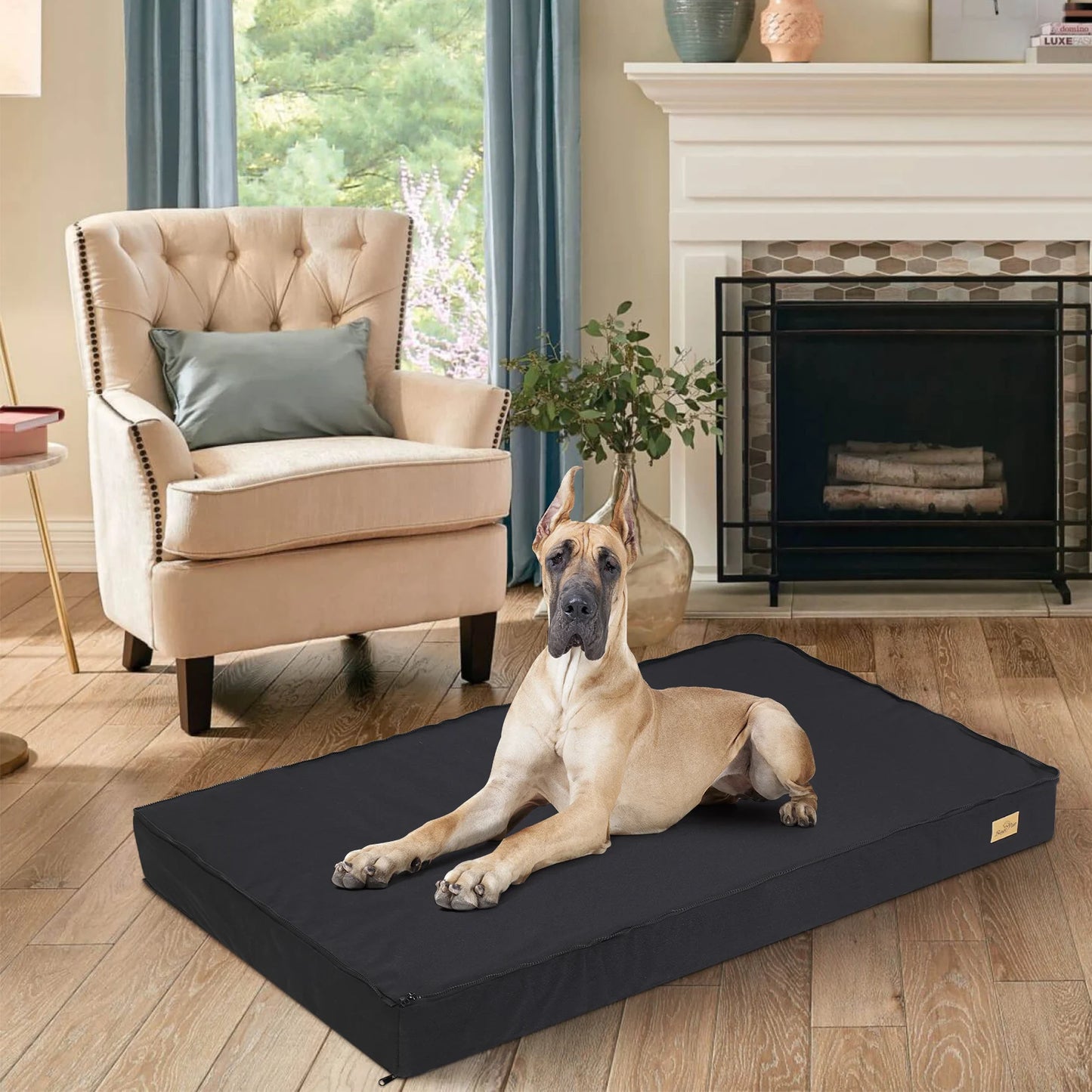 Large Orthopaedic Dog Bed Waterproof Cushion Pet Mattress 2 In 1 Pet Dog Crate Bed with Removable Washable Cover Indoor Outdoor