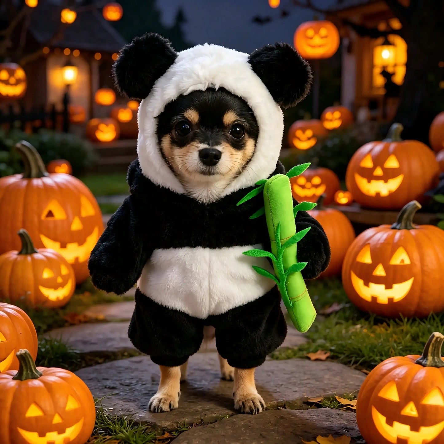 Halloween Cute Dog Panda Transformation Costume Set, With A Complete Panda Head Mask, Fun Cosplay Outfit