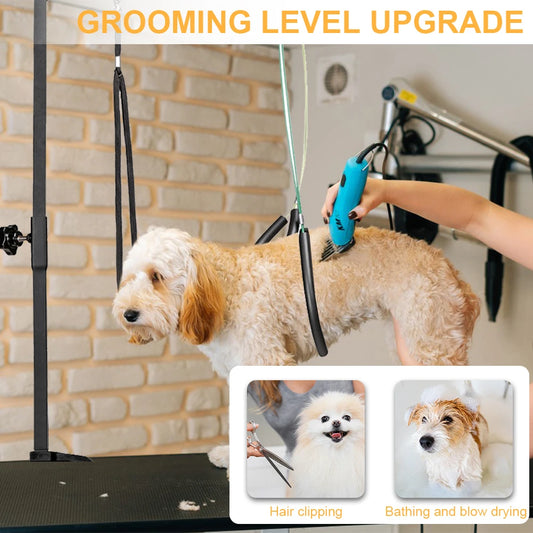 Pet Foldable Grooming Bracket with Restraint Rope Dog Shower Stand Height Adjustable Desk Dog Cat Holder Telescopic Table Hanger