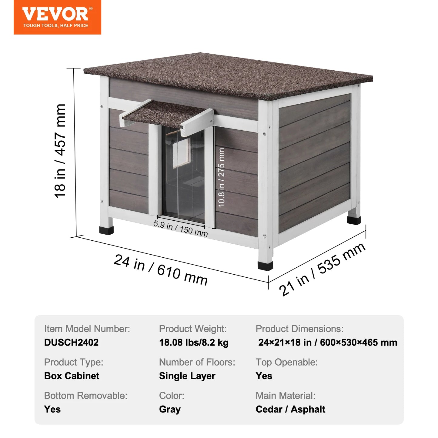 Outdoor Cat House Weatherproof, Feral Cat Shelter for Cat Outdoor Wooden Cat Rabbit House with All-Round Foam Insulated