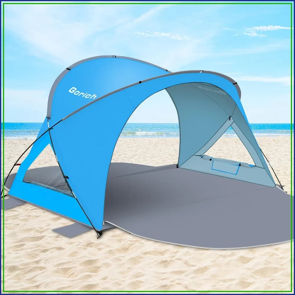 UPF50+ Beach Tent for 1-7 Person, Lightweight & Portable Sun Shelter with 2 Doors, Easy Setup