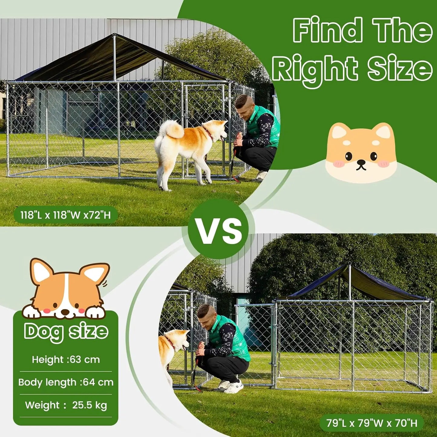 Outdoor Dog Enclosure Heavy Duty Dog Kennel House Mesh Dog Big Cage Pet Kennel Steel Fence with Secure Lock, Customized