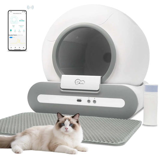 65L Self-Cleaning Cat Litter Box App Control, ONLY Supports 2.4G WiFi w/Litter Mat & Trash Bags, Fit for Tofu & Mixed Litter