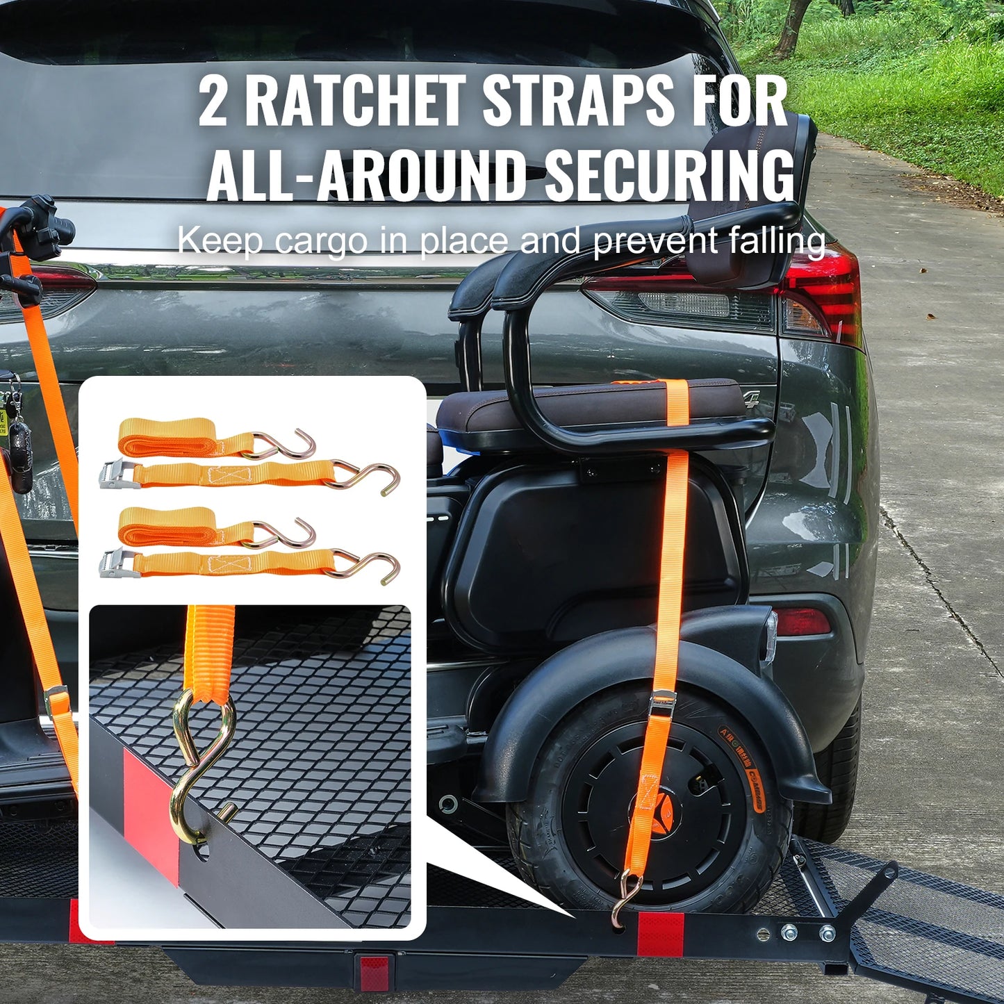 Hitch Mount Cargo Carrier Hitch Cargo Rack with Folding Ramp 500LBS Mobility Scooter Carrier Fit 2" Hitch Receiver