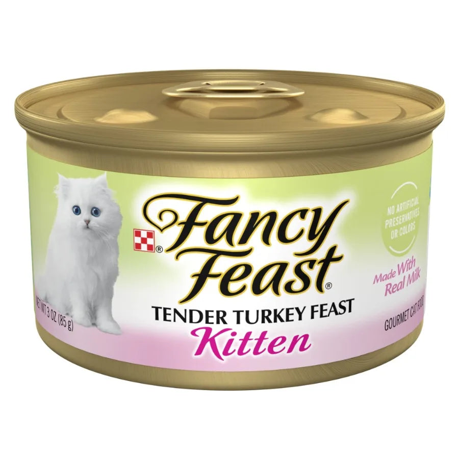 24 pack Kitten Food, Wet Cat Food, Tender Turkey Feast, 3 oz Can