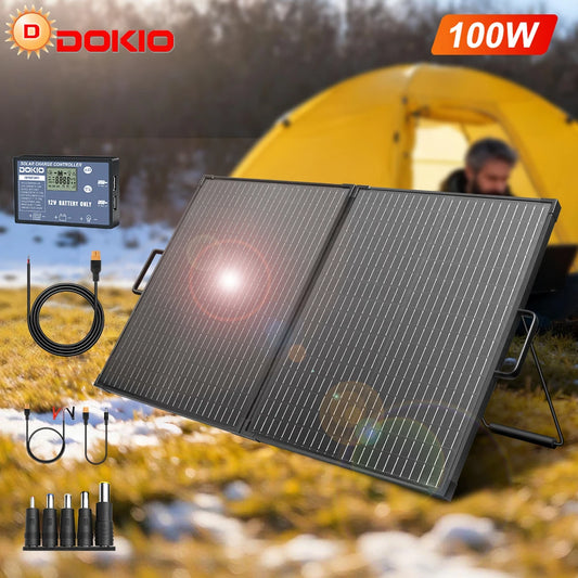 100W Pro Foldable Solar Panel Suitcase Kit, Portable Outdoor Charger Suitcase for Camping, RV, Van Life & Emergency Use