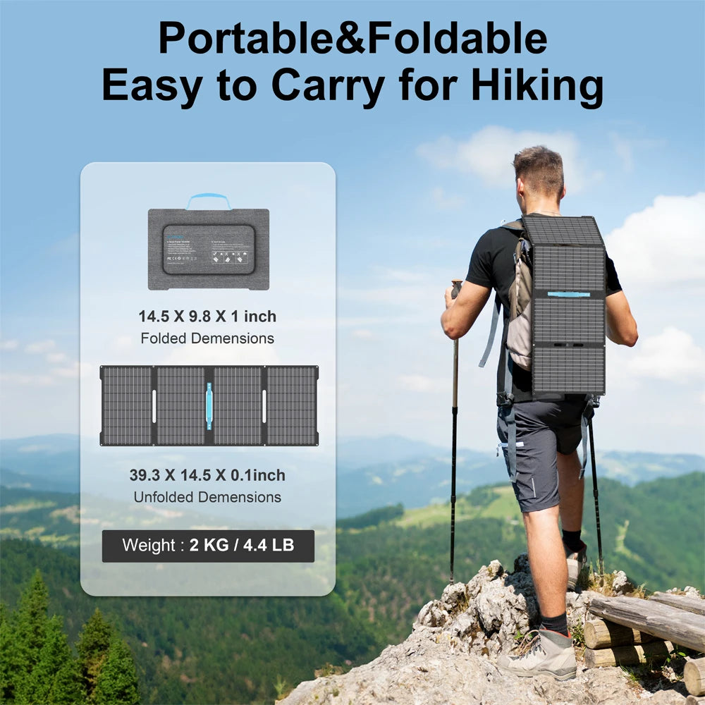 60W Portable Solar Panel 18V Foldable Solar Panel Kit with Solar Output Waterproof IP67 Solar Charger for RV Laptops Camp