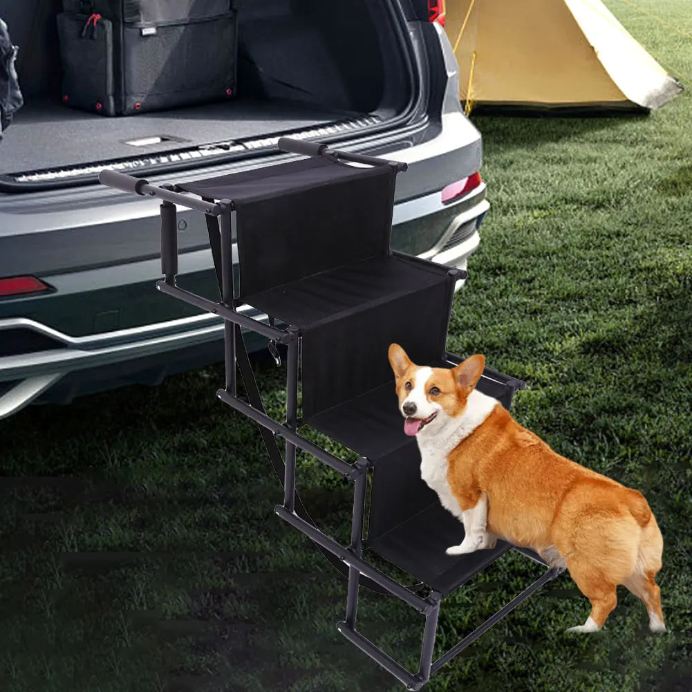 4 Steps Pet Ramp Foldable Dog Pet Ramp Pet Ladder Lightweight Portable Dog Cat Ladder Folding Pet Stairs Ramp for Car
