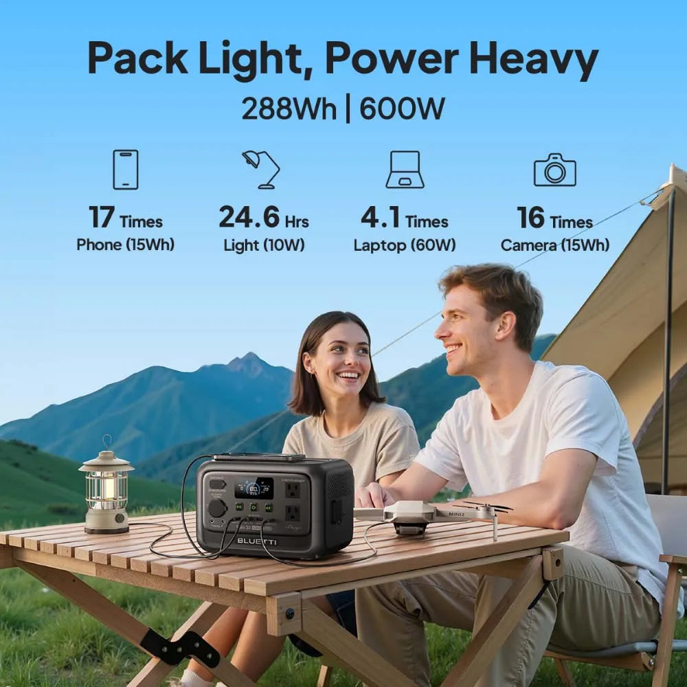 【Renew] Elite 30 V2 Portable Power Station 288Wh 600W Peak Large Capacity Solar Generator For Outdoor Camping Home Emerge