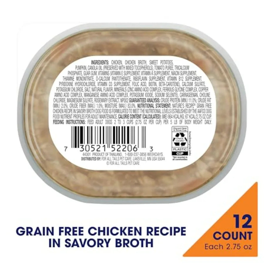 Grain-Free Recipe in Savory Broth Wet Dog Food. Cup, 12 Count