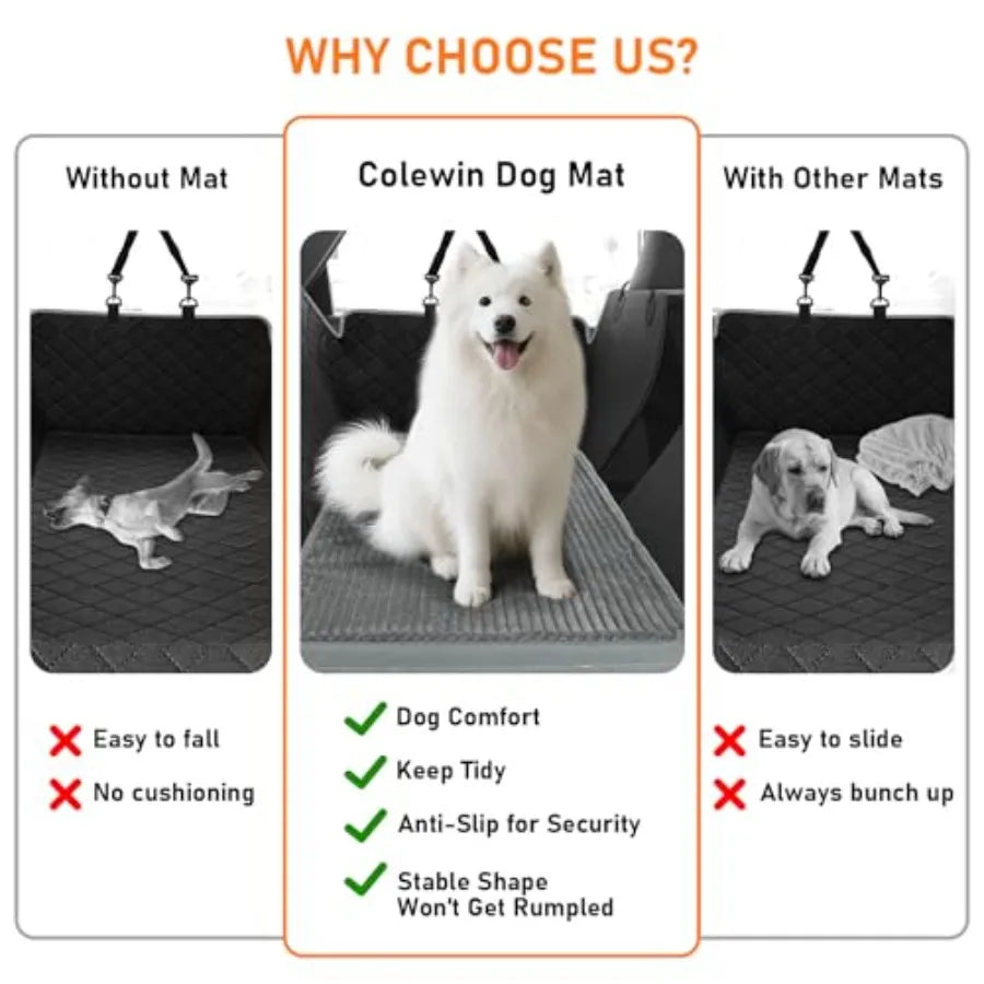 Dog Bed Mat for Car Backseat Non-Slip Waterproof Car Seat Mat for Dogs and Pets with 2-Inch Thick Foam and Easy Clean Dog Pad Cushion
