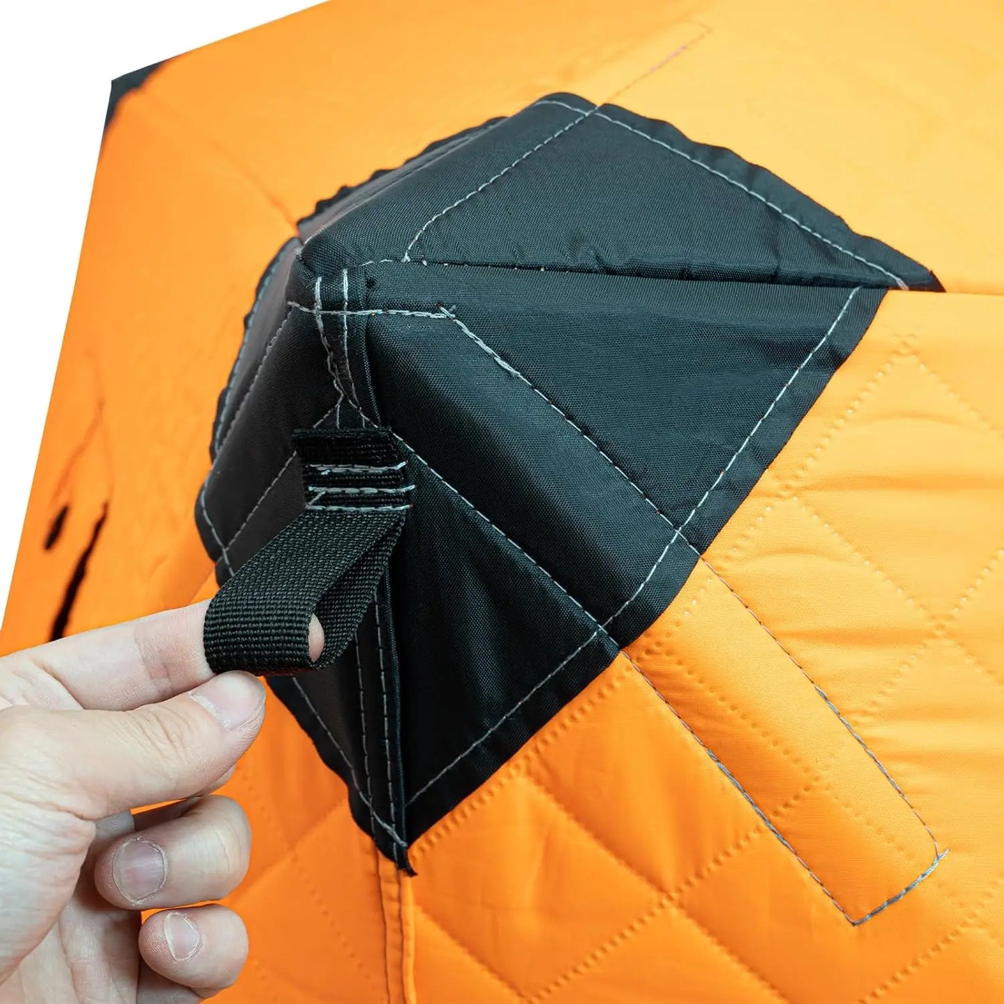 Orange 57" x 57" x 65" Portable Ice Fishing Tent 3-Layer Cotton Insulated Thermal Winter Fishing Shelter 1-2 Person with Ice Anchors