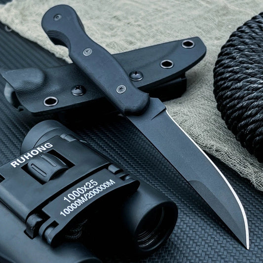 Outdoor Sharp Straight Knife 8Cr13Mov Blade G10 Handle High Hardness Survival Portable and Self-Defense Tactical Cutting Knife