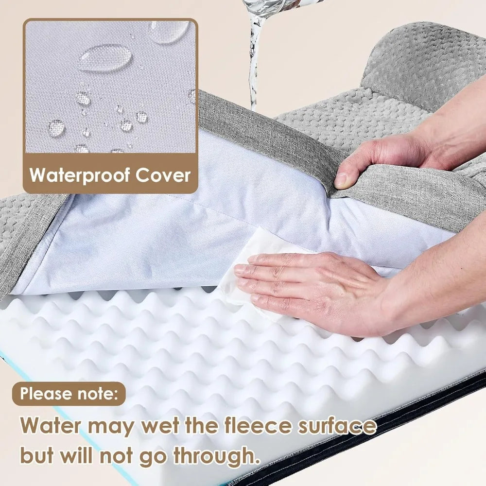 Orthopedic Memory Foam Dog Bed Large, Washable Cover, Waterproof, Nonskid Bottom, 36x27x6, Grey
