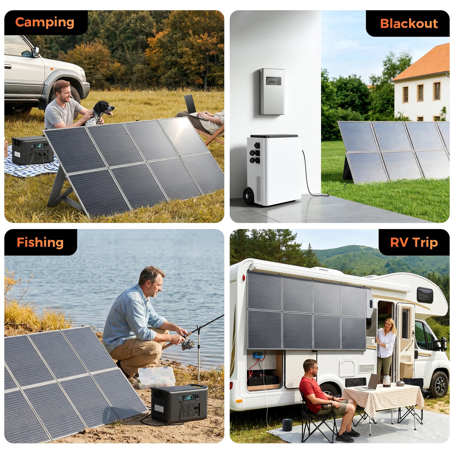 400W 200W 100W Portable Solar Panel, Foldable Solar Power System for Solar Generator, Camping, RV Travel, 23% High Efficiency