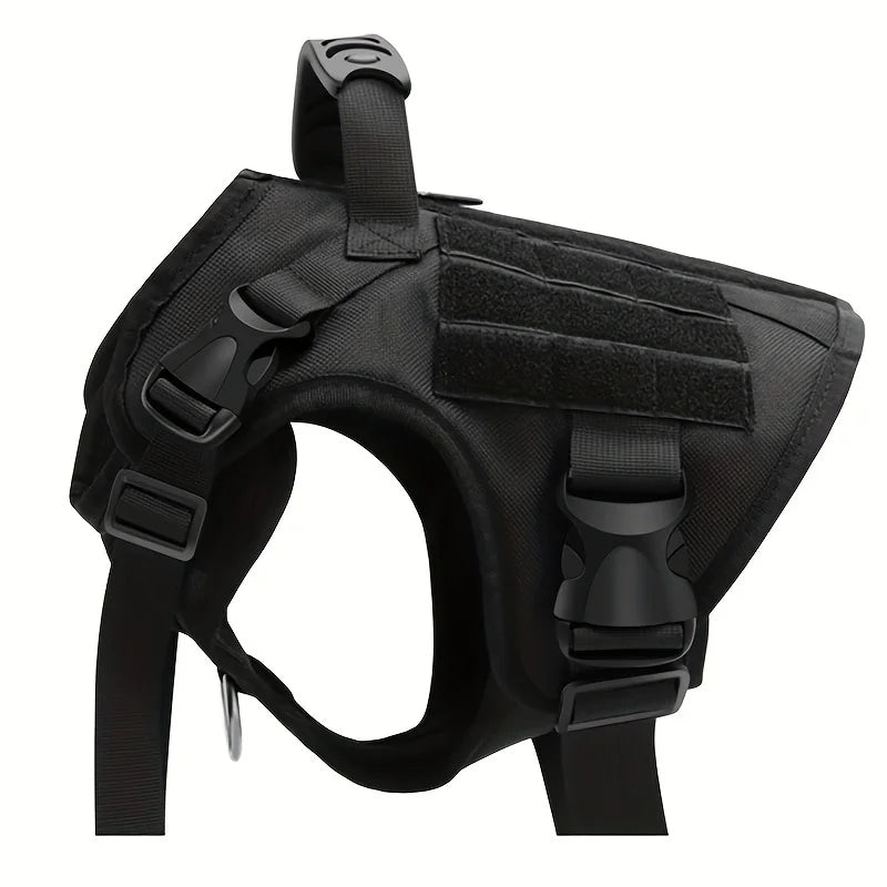 Tactical Dog Vest & Leash Suitable for Medium to Large Dogs - Outdoor Combat Harness Vest with Belt System, 5-Foot Leash, Tactic