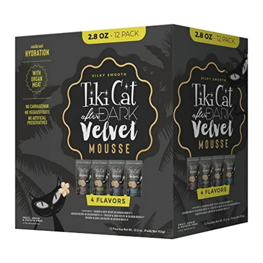 After Dark Velvet Mousse Wet Cat Food, Variety Pack, 2.8 oz. Pouch Pack of 12