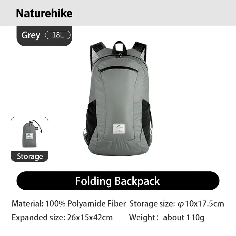 18L Silicone Folding Backpack Lightweight Portable Waterproof Bag Women/Men Bag Outdoor Hiking Shoulder Skin Bags