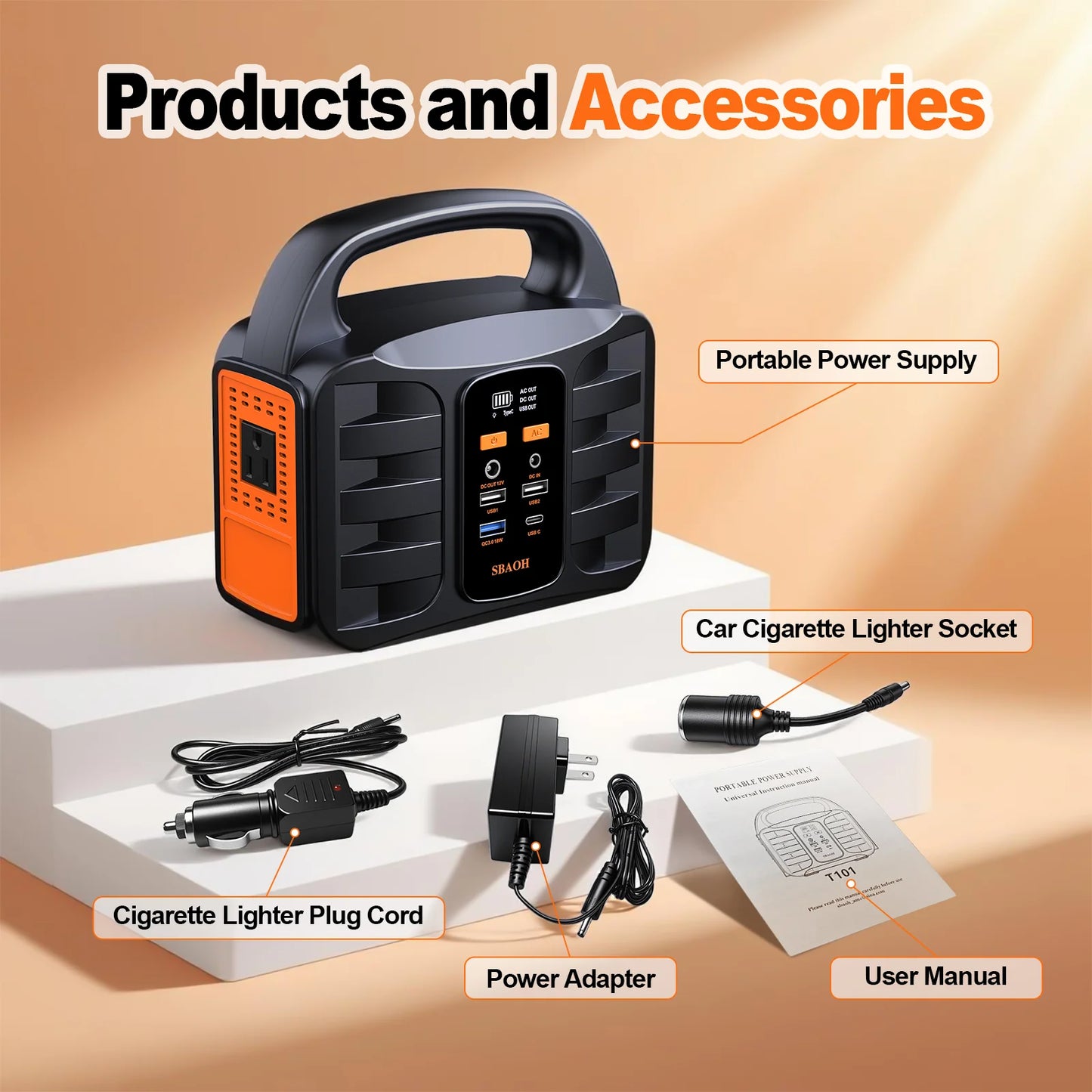 Portable Power Station, 155Wh 42000mAh Outdoor Solar Generator with 110V/150W (Peak 200W) AC Outlet and USB-C PD (30W) Port,Power