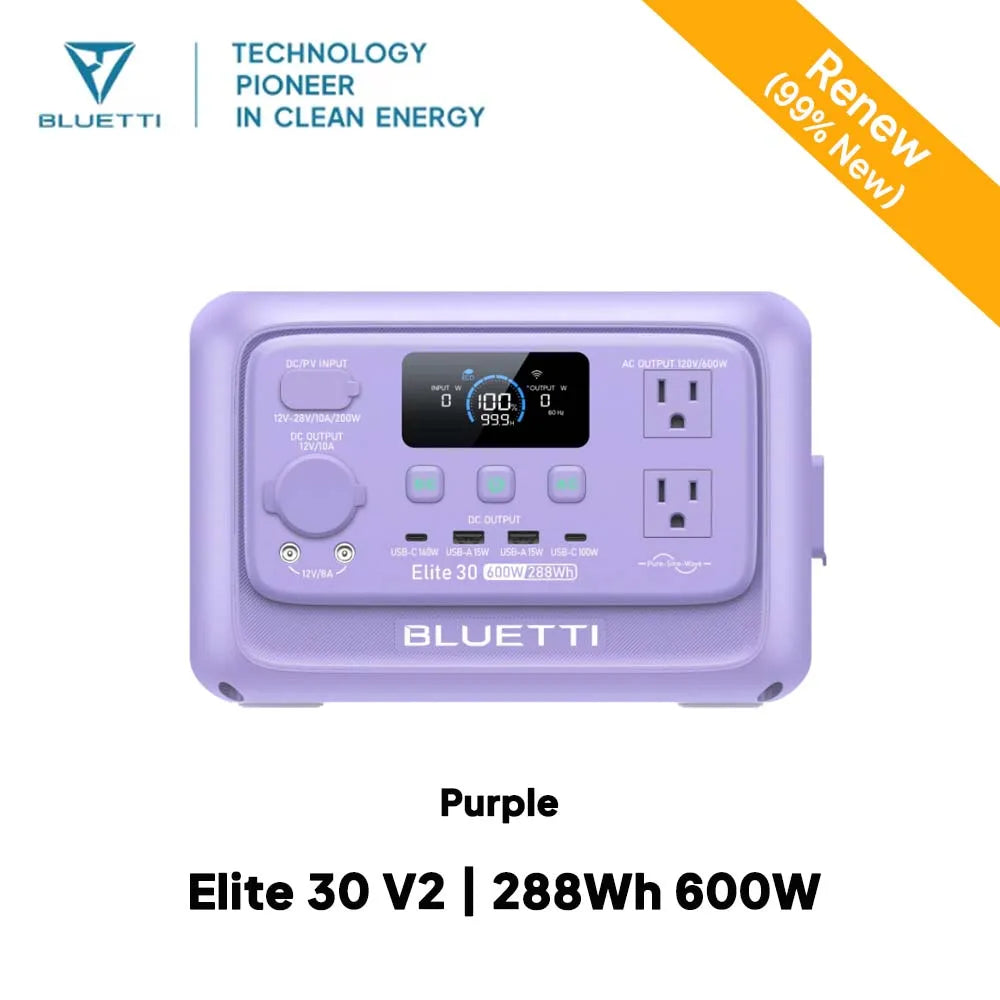 【Renew] Elite 30 V2 Portable Power Station 288Wh 600W Peak Large Capacity Solar Generator For Outdoor Camping Home Emerge