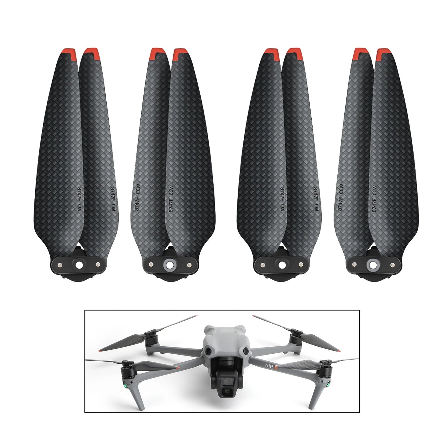 2 Pairs Durable 8747F Low Noise Carbon Fiber Propeller Replacement Parts Fittings For DJI AIR 3 Winds Drone Accessories